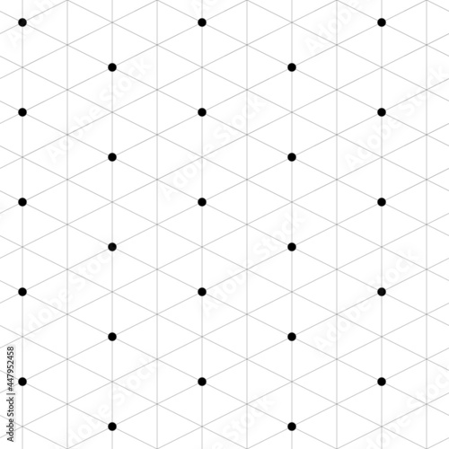 Seamless vector pattern. Minimal geometric tiles texture with triangles and dots. Black and white design background.