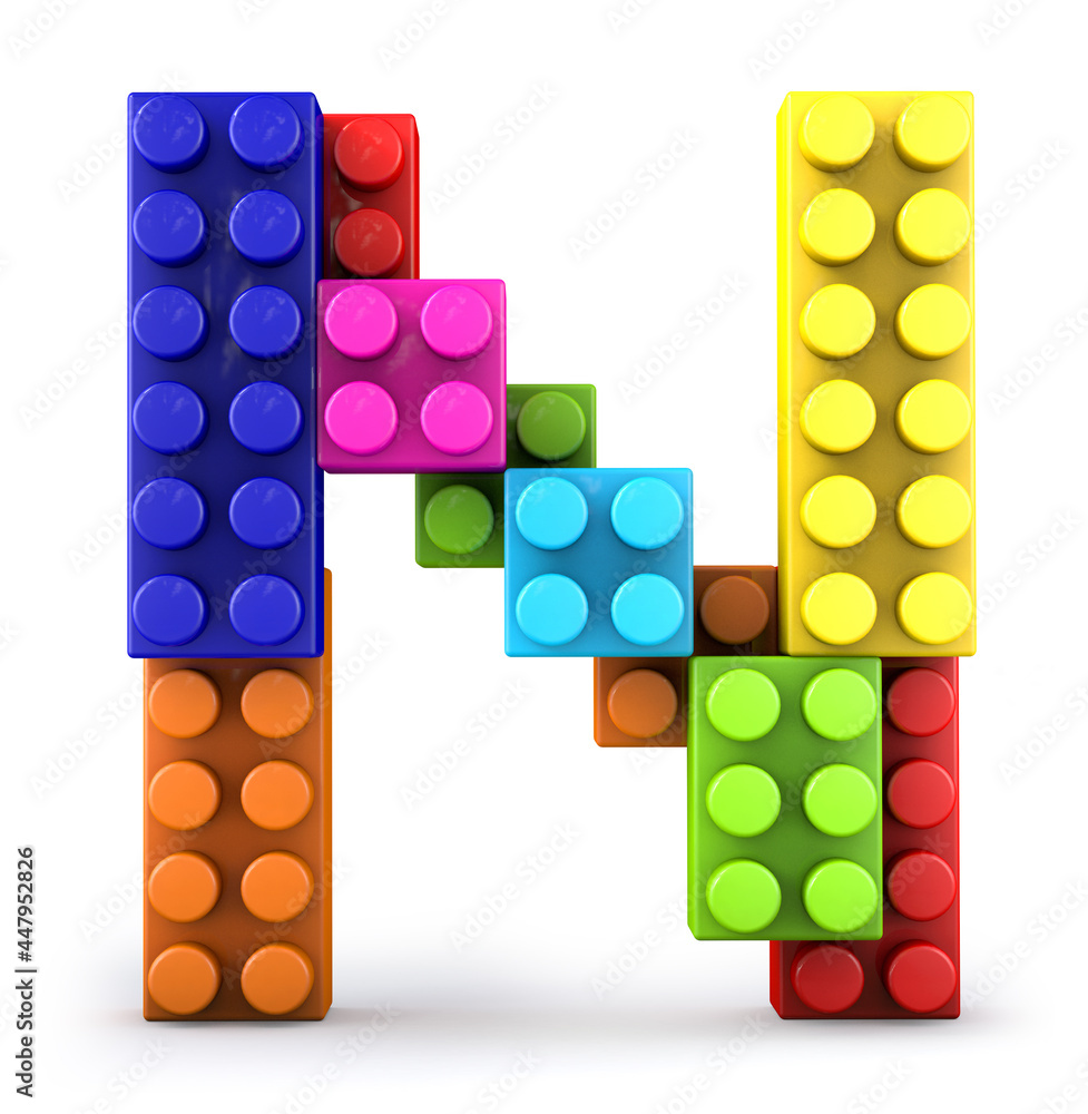Alphabet N made of colorful Lego bricks. 3d letter. 3d illustration. Stock  Illustration | Adobe Stock