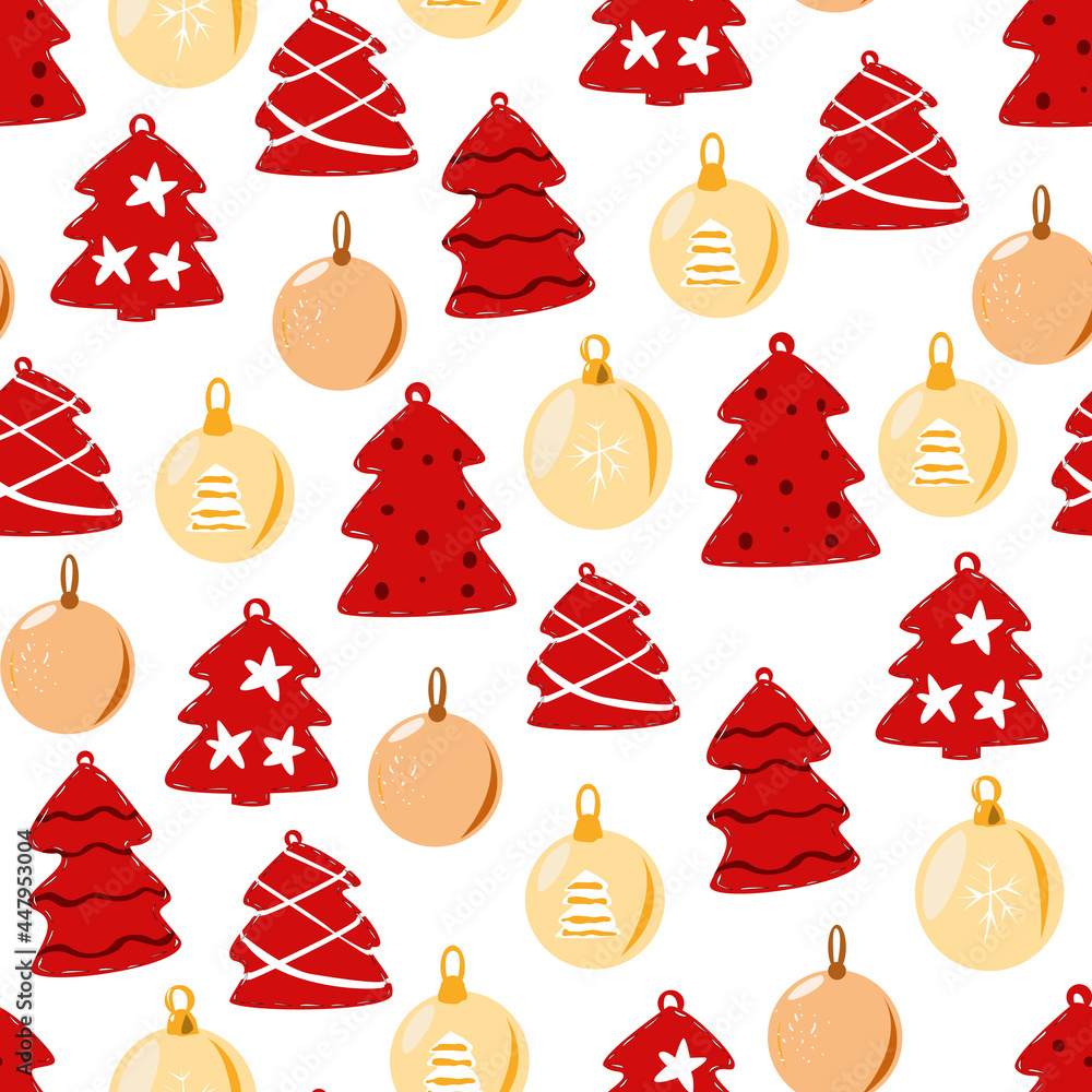 Christmas seamless pattern with Christmas trees and balls. Christmas seamless pattern with Christmas trees and balls.