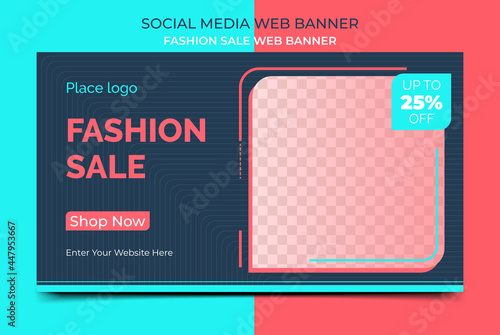Fashion sale social media post or web banner design template. Advertising poster design for beauty store, blog, offers and promotion. Vector Illustration