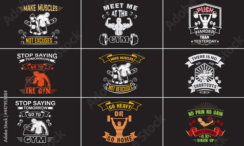 Gym T-Shirt Design Bundle