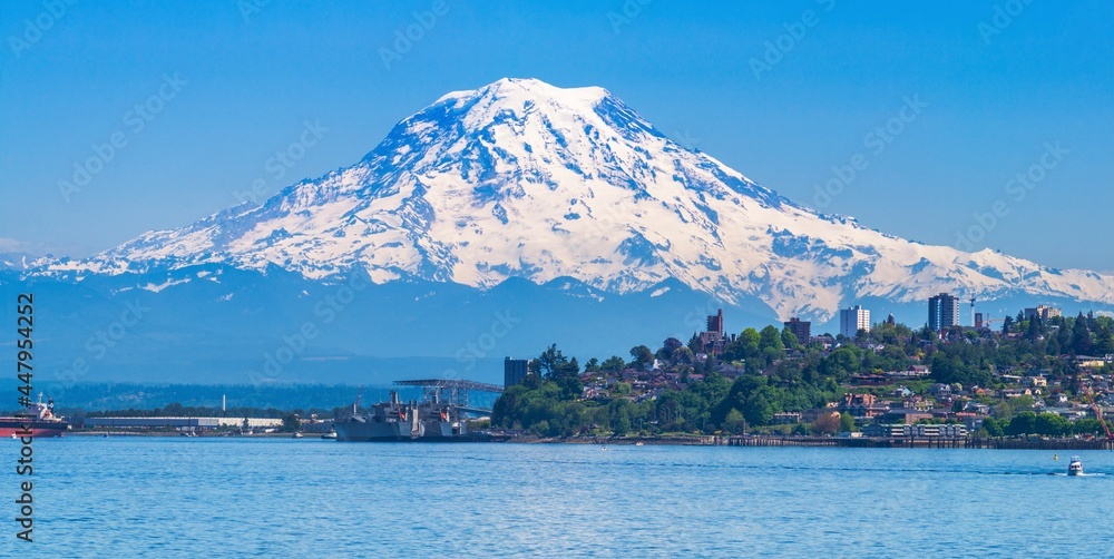 Mount Rainier and Tacoma from Point Ruston