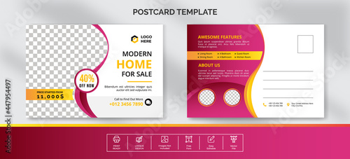 Modern Real estate postcard template photo