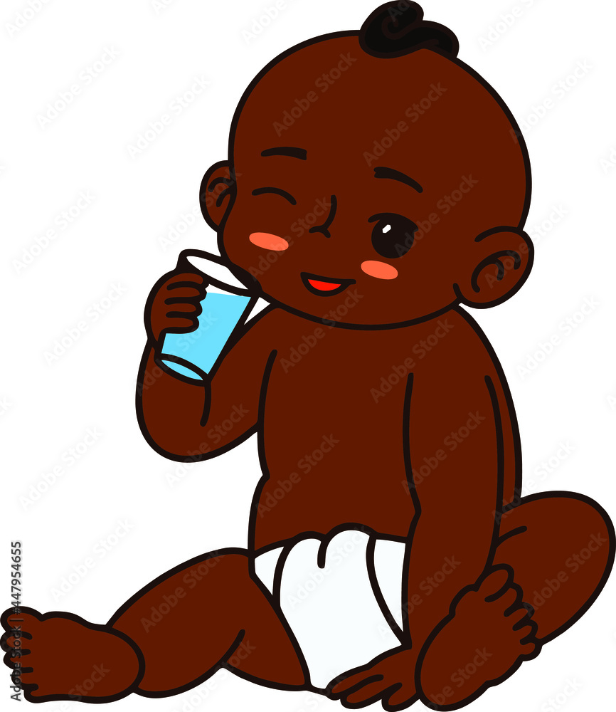 illustration of a kid with a glass of water