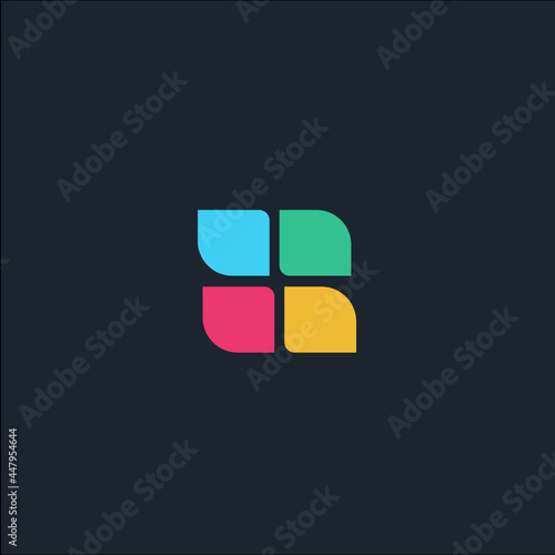 Nature Four Color Season Leaf Ecology Symbol Vector.