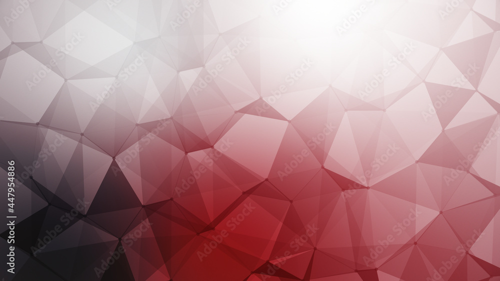Obraz premium Red, dark and light triangular gradient background, low poly, futuristic and corporate design template, 3D Illustration. Geometric Plexus backdrop.