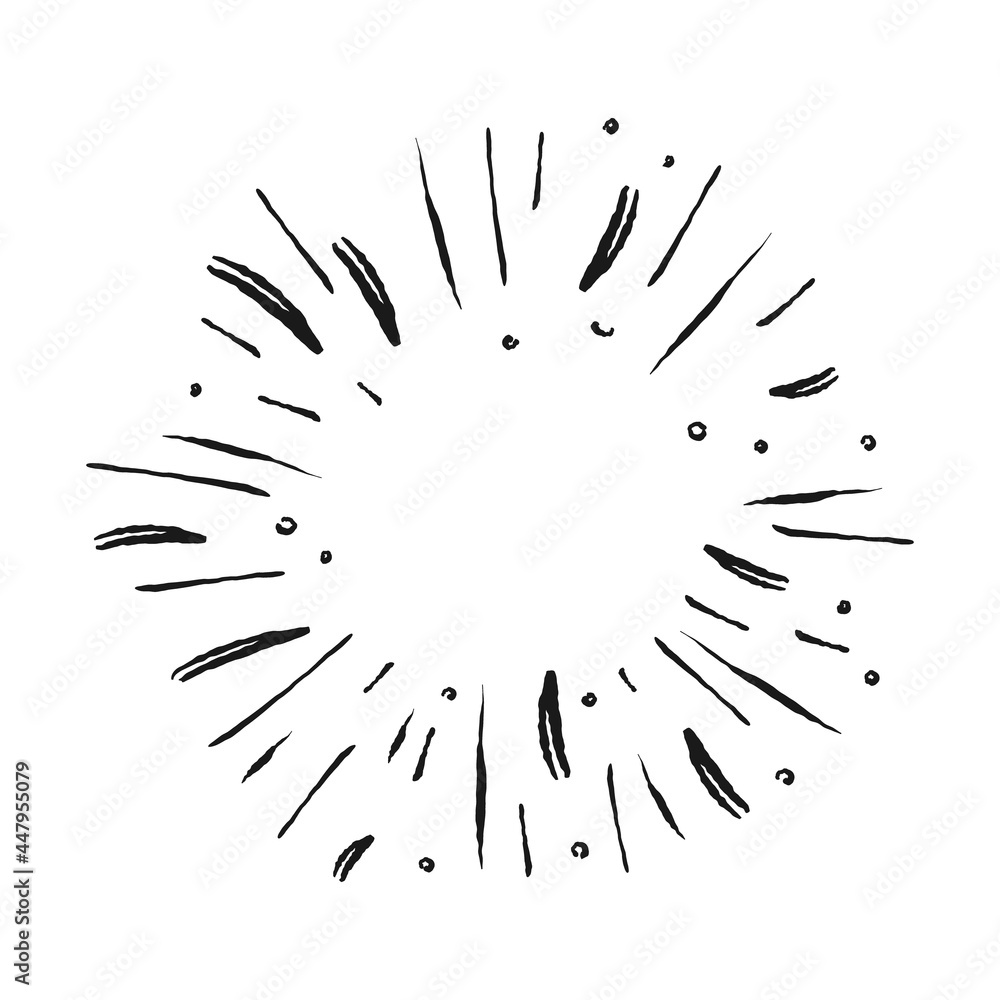 Sunburst doodle illustration. Star burst hand drawn linear explosion. Handmade Design elements. Sunburst doodle illustration. Star burst hand drawn linear explosion. Handmade Design elements.