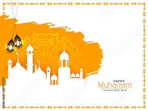 Happy Muharram and Islamic new year traditional arabic background