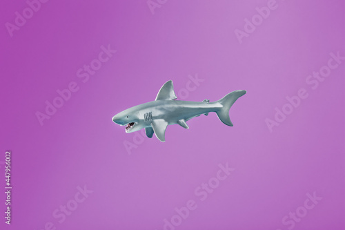 Wallpaper Mural Toothy shark toy on a pink background with free space. Torontodigital.ca