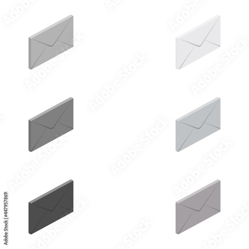 Set of 3d envelopes mail icons. Letter symbol.