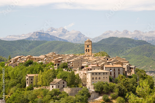 View of Ainsa, a beautiful town located in Pyrenees mountains, Huesca, Aragon, Spain. photo