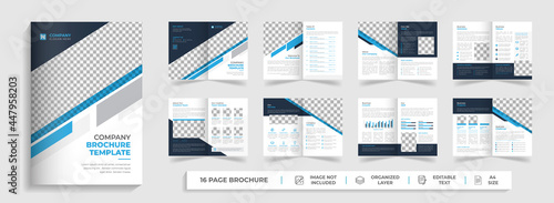 creative abstract shape modern 16 page business bi fold brochure template annual report company profile design