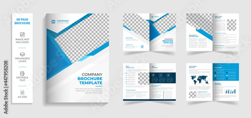 creative abstract shape modern 8 page business bi fold brochure template annual report company profile design