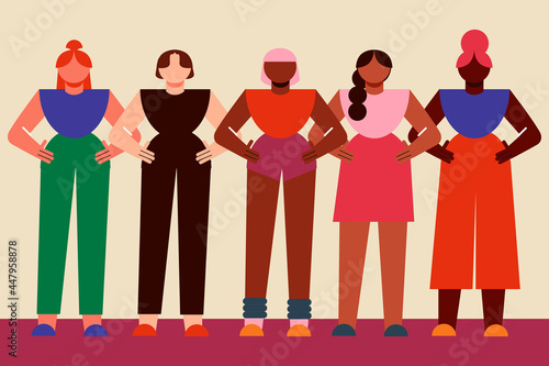 Empowered women empower women. Group of women supporting each other. Concept illustration on sisterhood, connection and oneness photo