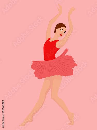 Beautiful ballerina in red and pink