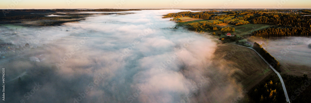 Fototapeta premium view of the river with fog