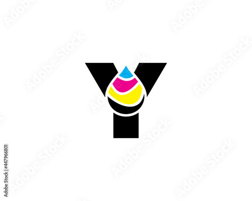 Y Letter With CMYK Ink drop Logo Vector 001