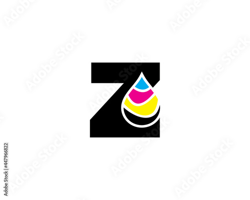Z Letter With CMYK Ink drop Logo Vector 001