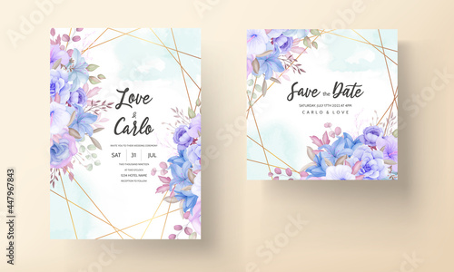 Beautiful floral and leaves wedding invitation card design