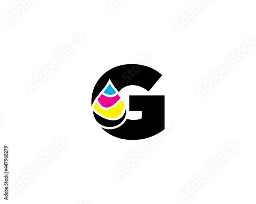 G Letter With CMYK Ink drop Logo Vector 001