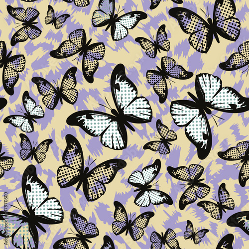 pattern seamless of butterflies of different sizes and colors. Design for the textile industry.