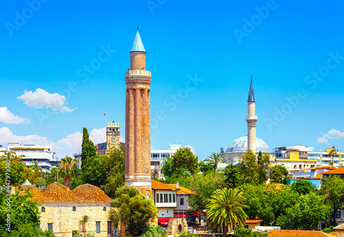 Panoramic view of Antalya Kaleici Old Town. Turkey