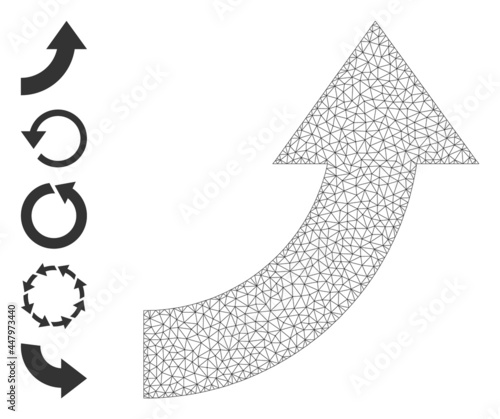 Mesh polygonal rotate up icon with simple structure created from rotate up vector graphics. Frame mesh polygonal rotate up. Wire frame flat mesh in eps10 vector format.