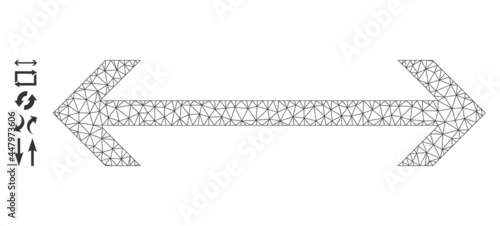 Mesh polygonal horizontal flip icon with simple carcass created from horizontal flip vector graphics. Frame mesh polygonal horizontal flip. Wire carcass flat mesh in vector EPS format.