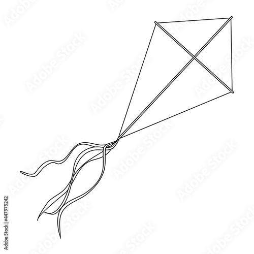 Flying Kite outline vector sign, Isolated on White Background,Symbol, logo illustration.