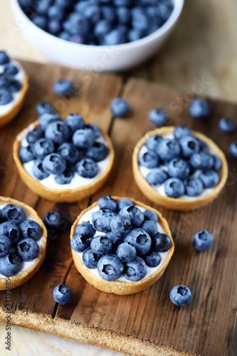 Healthy blueberry tartlets. Keto dessert and keto diet.