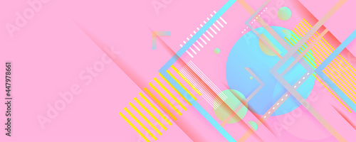 Pastel colorful geometric elements abstract background papercut style. Punchy art pastels vector abstract pink background texture design