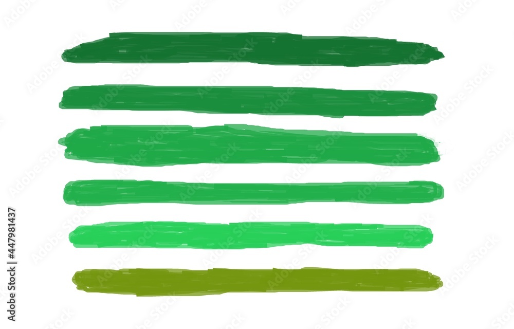 Obraz premium Green watercolor brush strokes. Banner abstract isolated hand drawn objects for design, place for text.