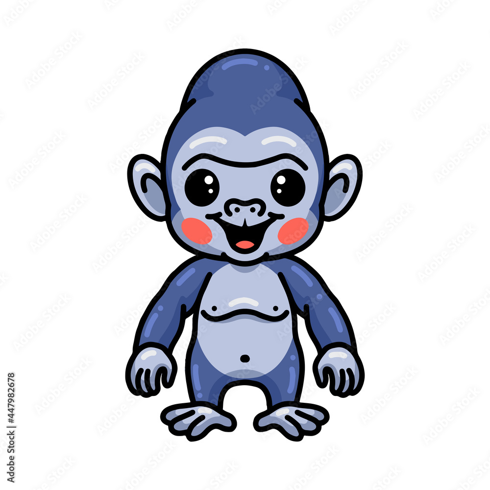 Cute baby gorilla cartoon standing Cute baby gorilla cartoon standing