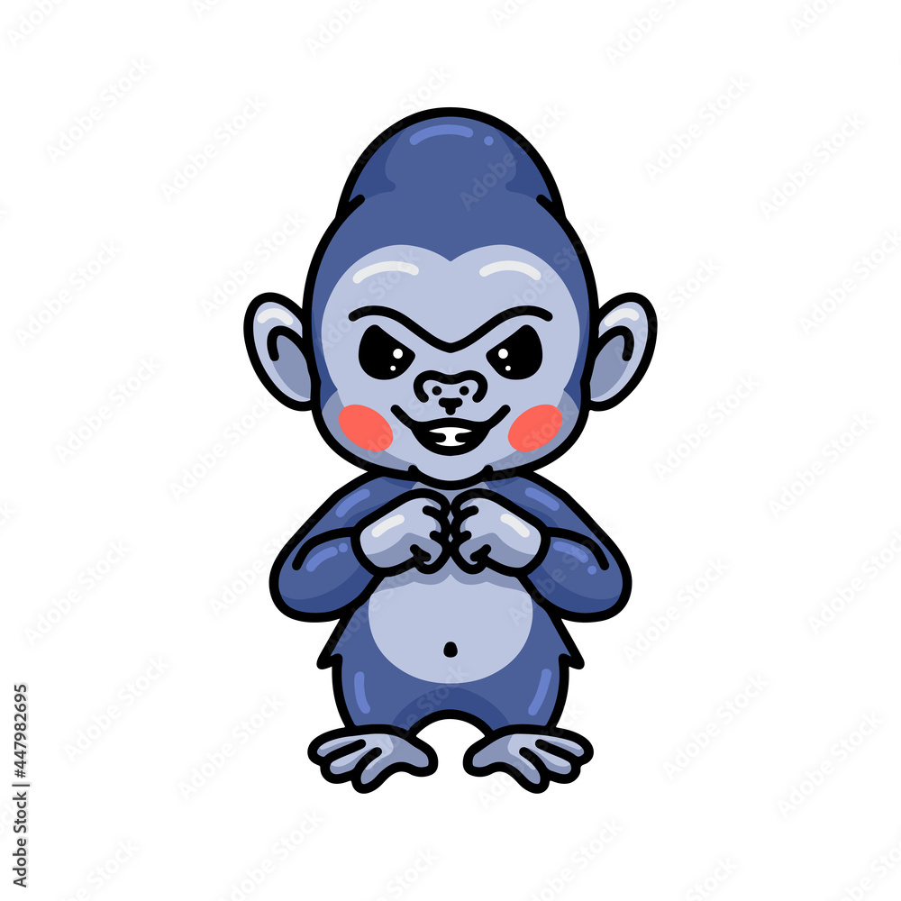 Fototapeta premium Cute angry baby gorilla cartoon
