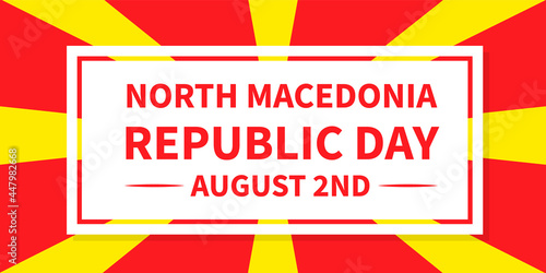 North Macedonia Republic Day typography poster. National holiday on August 2. Vector template for banner, flyer, sticker, postcard