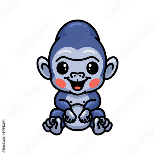 Cute baby gorilla cartoon sitting  © frescostudio