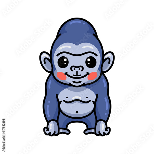 Cute baby gorilla cartoon posing 