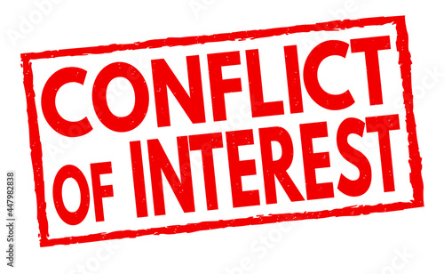 Conflict of interest grunge rubber stamp on white background, vector illustration