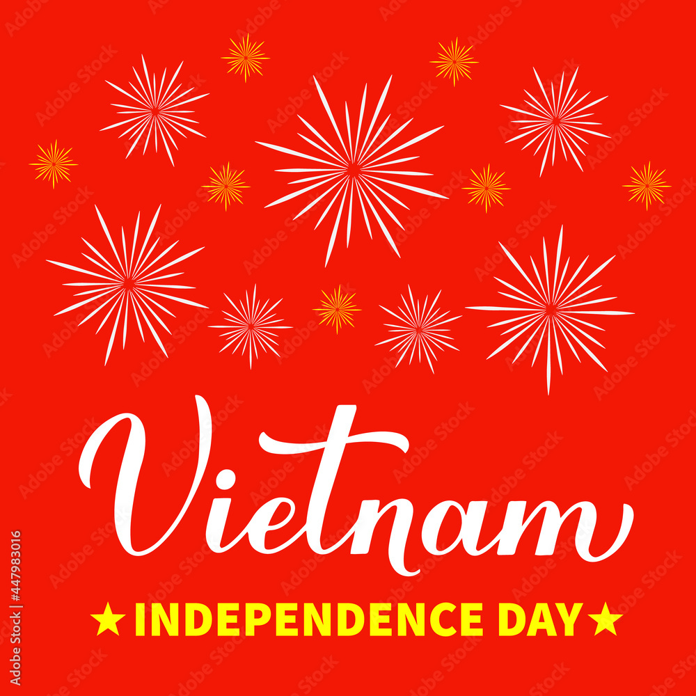 Vietnam Independence Day typography poster. Vietnamese National holiday celebrated on September 2. Vector template for banner, greeting card, flyer Vietnam Independence Day typography poster. Vietnamese National holiday celebrated on September 2. Vector template for banner, greeting card, flyer