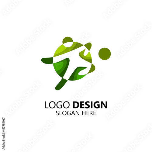 colorful people logo design template