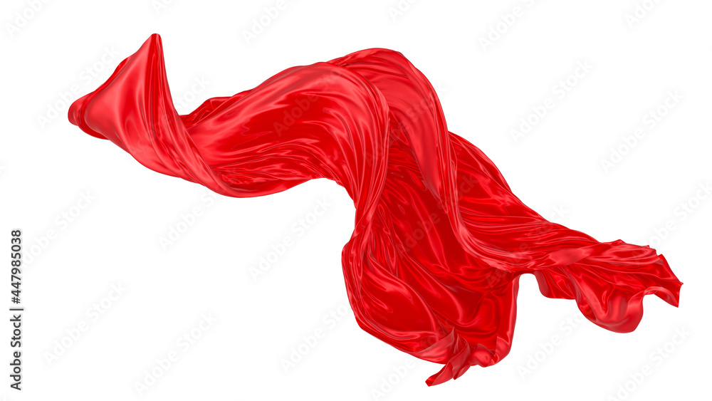 Beautiful flowing fabric of red wavy silk or satin. 3d rendering image. Beautiful flowing fabric of red wavy silk or satin. 3d rendering image.