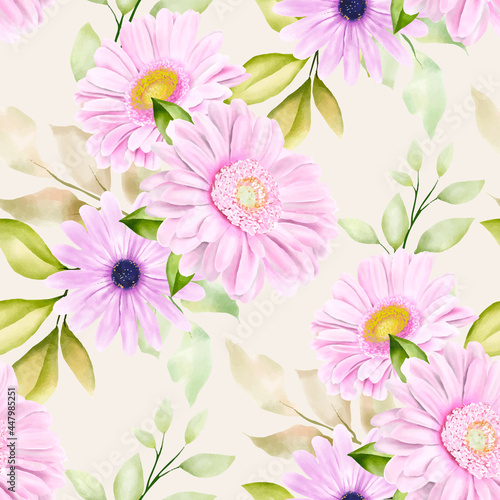 hand drawn chrysanthemum seamless pattern