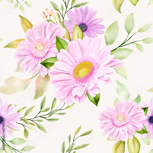 hand drawn chrysanthemum seamless pattern