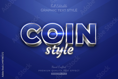 Coin Silver Blue Style Editable Premium Text Effect