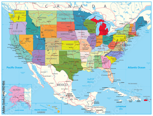 USA Political Road Map