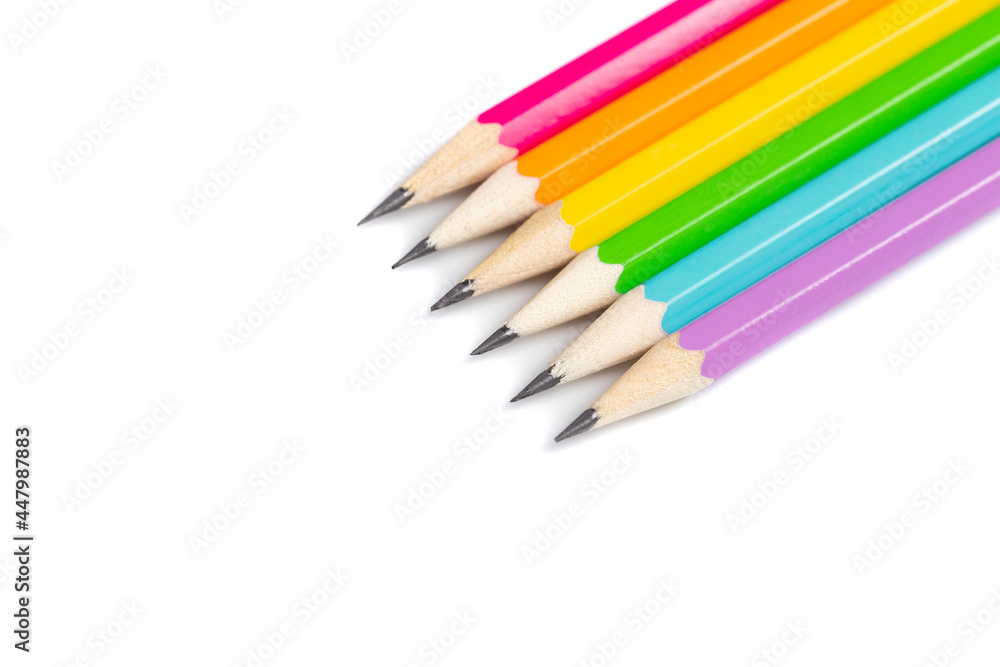 Set of Rainbow Colored Standard Pencils Isolated on a White Background Set of Rainbow Colored Standard Pencils Isolated on a White Background