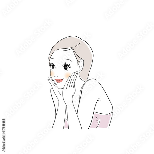 鏡を覗き込む女性