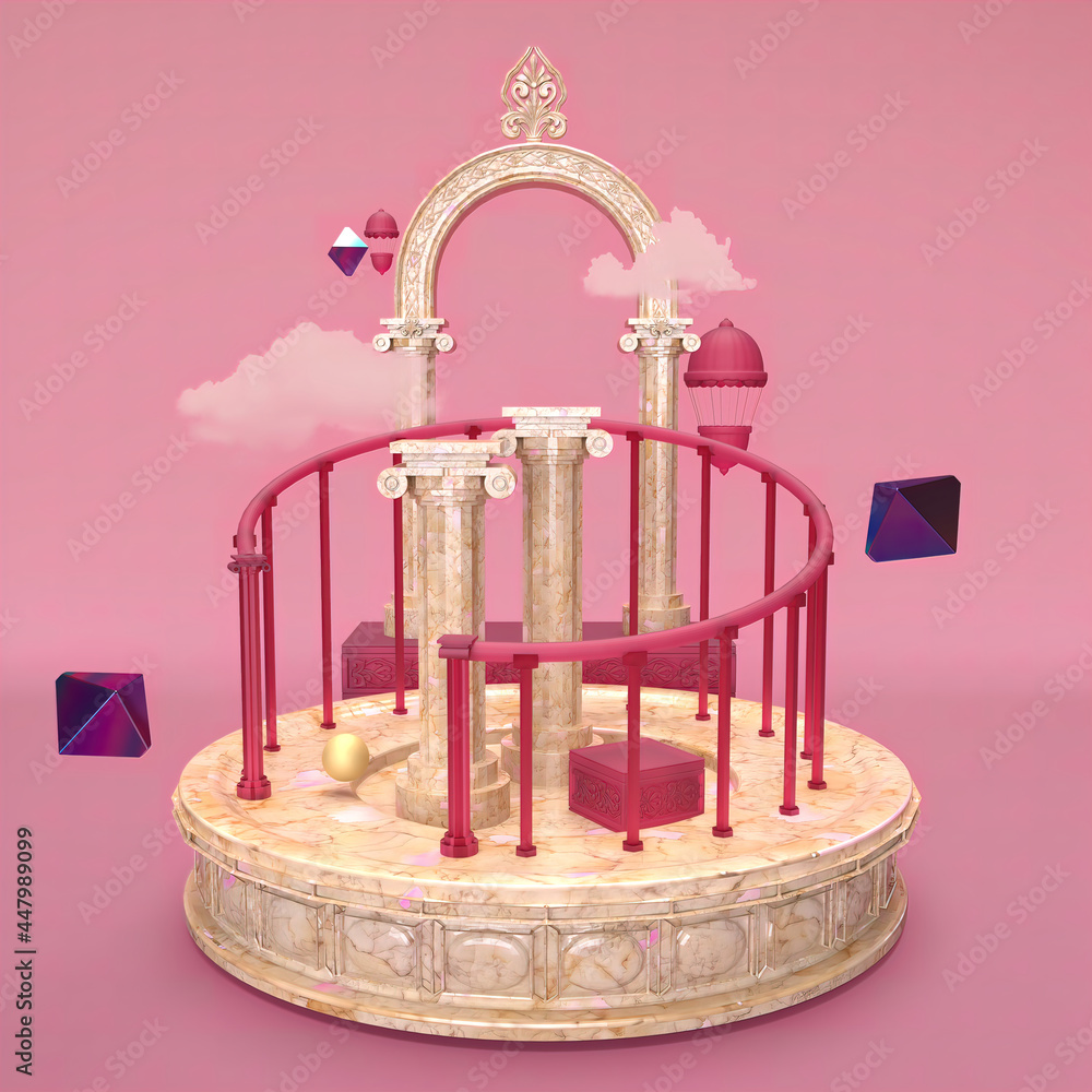 beautiful product display in pink background 3d render