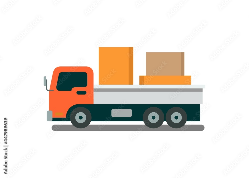 Pick up car delivering goods. Simple flat illustration