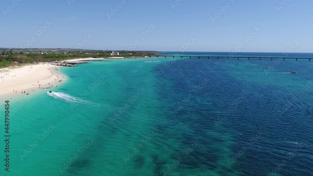 Aerial shot of maehama beach, miyako island, okinawa, Japan Aerial shot of maehama beach, miyako island, okinawa, Japan